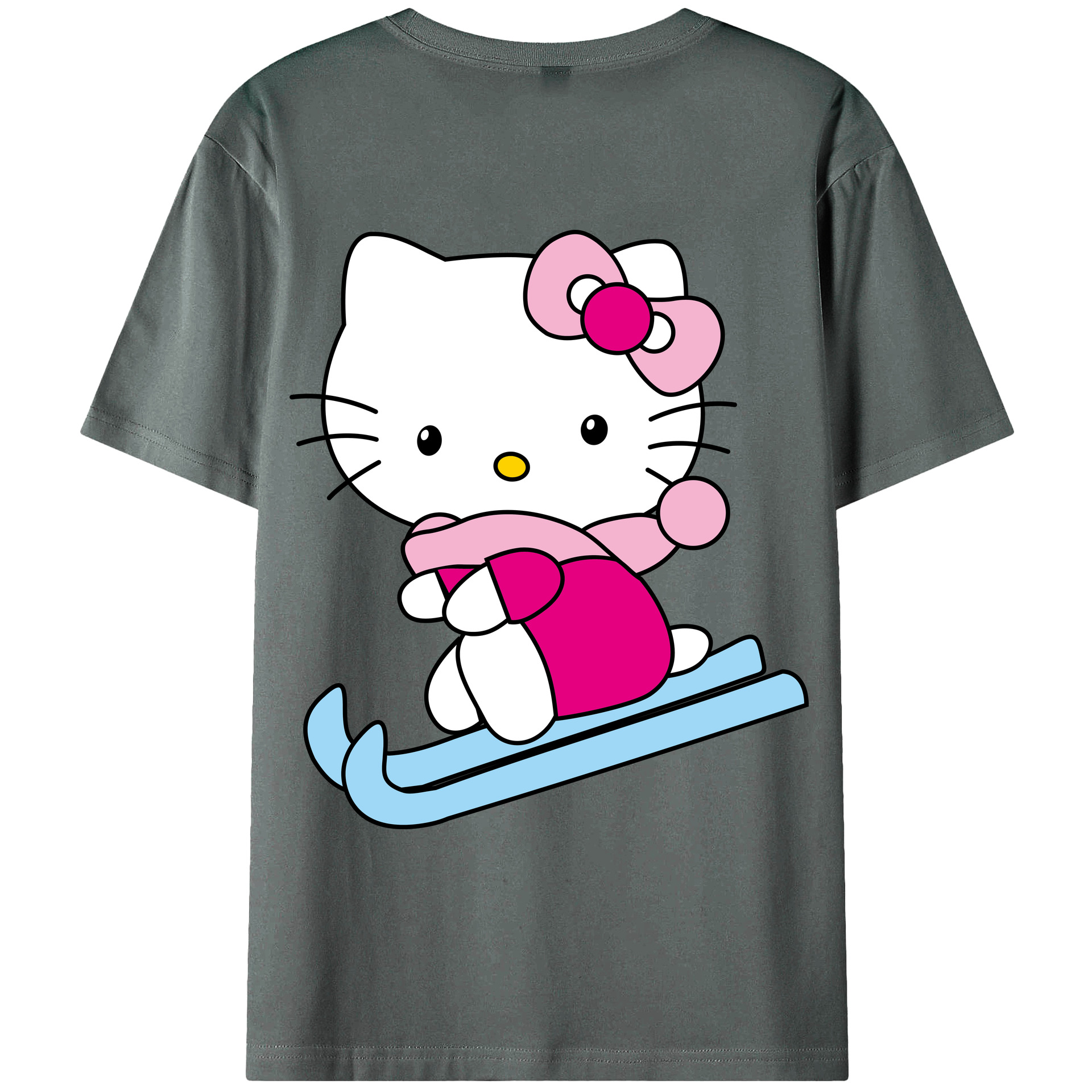 （画像用） Hello Kitty ハローキティ 綿100％ メンズ半袖Tシャツ（バックプリント） 通気性